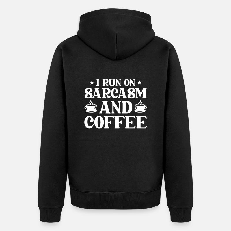 Schwarzer Humor Kaffee - Unisex Premium Bio Zip Hoodie - Schwarz