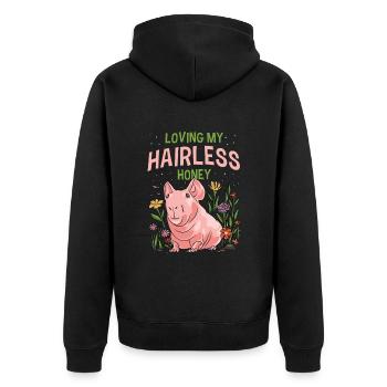 Cochon d’Inde sans poils Cochon maigre - Veste à capuche bio Premium Unisexe - noir - Dos - Nico (187cm)