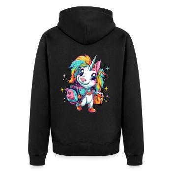 Licorne Schoolchild School Enrollment Girl Gift - Veste à capuche bio Premium Unisexe - noir - Dos - Nico (187cm)