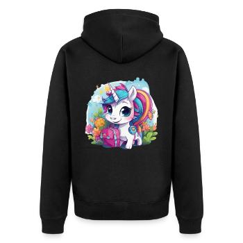 Licorne Schoolchild School Enrollment Girl Gift - Veste à capuche bio Premium Unisexe - noir - Dos - Nico (187cm)