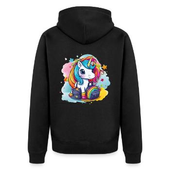Licorne Schoolchild School Enrollment Girl Gift - Veste à capuche bio Premium Unisexe - noir - Dos - Nico (187cm)