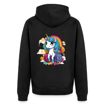 Licorne Schoolchild School Enrollment Girl Gift - Veste à capuche bio Premium Unisexe - noir - Dos - Nico (187cm)
