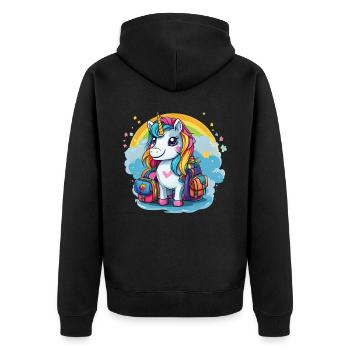 Licorne Schoolchild School Enrollment Girl Gift - Veste à capuche bio Premium Unisexe - noir - Dos - Nico (187cm)