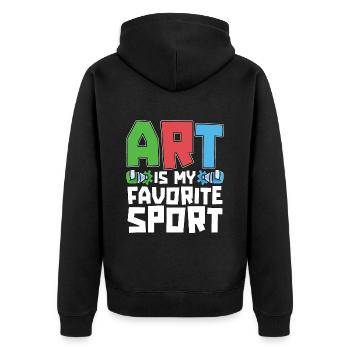 L’art du peintre est mon sport préféré Aime le pinceau - Veste à capuche bio Premium Unisexe - noir - Dos - Nico (187cm)