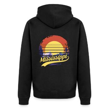 Mississippi - Unisex Premium Bio Zip Hoodie - Schwarz - Hinten - Nico (187cm)