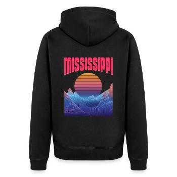 Mississippi - Unisex Premium Bio Zip Hoodie - Schwarz - Hinten - Nico (187cm)