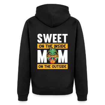 Pineapple Mom Hello Summer Motherhood Mothers Day - Unisex Premium Organic Zip Hoodie - black - Back - Nico (187cm)