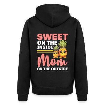 Pineapple Mom Hello Summer Motherhood Mothers Day - Unisex Premium Organic Zip Hoodie - black - Back - Nico (187cm)