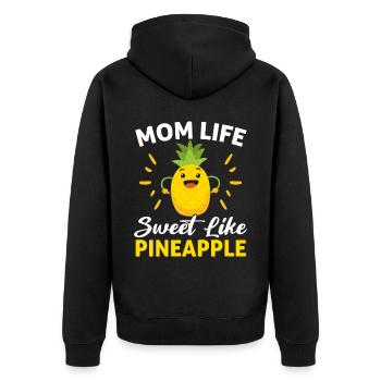 Pineapple Mom Hello Summer Motherhood Mothers Day - Unisex Premium Organic Zip Hoodie - black - Back - Nico (187cm)