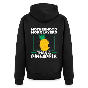 Pineapple Mom Hello Summer Motherhood Mothers Day - Unisex Premium Organic Zip Hoodie - black - Back - Nico (187cm)