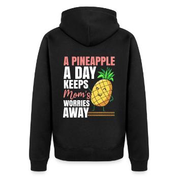 Pineapple Mom Hello Summer Motherhood Mothers Day - Unisex Premium Organic Zip Hoodie - black - Back - Nico (187cm)