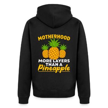 Pineapple Mom Hello Summer Motherhood Mothers Day - Unisex Premium Organic Zip Hoodie - black - Back - Nico (187cm)