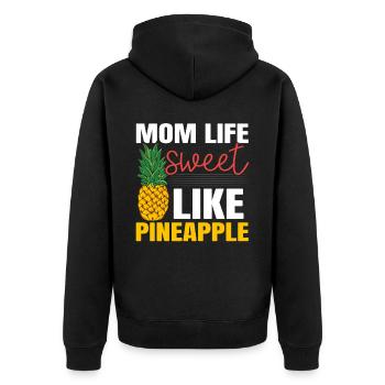Pineapple Mom Hello Summer Motherhood Mothers Day - Unisex Premium Organic Zip Hoodie - black - Back - Nico (187cm)