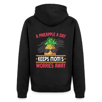 Pineapple Mom Hello Summer Motherhood Mothers Day - Unisex Premium Organic Zip Hoodie - black - Back - Nico (187cm)