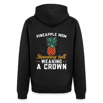 Pineapple Mom Hello Summer Motherhood Mothers Day - Unisex Premium Organic Zip Hoodie - black - Back - Nico (187cm)