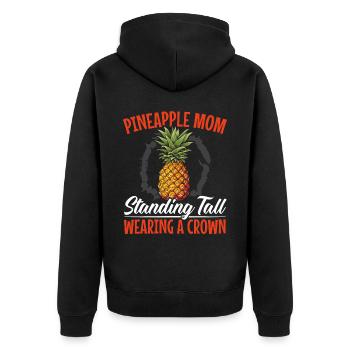 Pineapple Mom Hello Summer Motherhood Mothers Day - Unisex Premium Organic Zip Hoodie - black - Back - Nico (187cm)