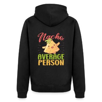 Nacho Salsa Dip Mexikanisch Mexiko Latino - Unisex Premium Bio Zip Hoodie - Schwarz - Hinten - Nico (187cm)