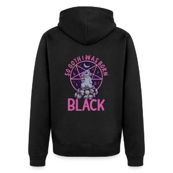 Satan Beelzebub Devil Gothic Pentagram Mystical - Unisex Premium Organic Zip Hoodie - black - Back - Nico (187cm)