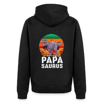 Papasaurus Dinosaur Dad - Unisex Premium Bio Zip Hoodie - Schwarz - Hinten - Nico (187cm)