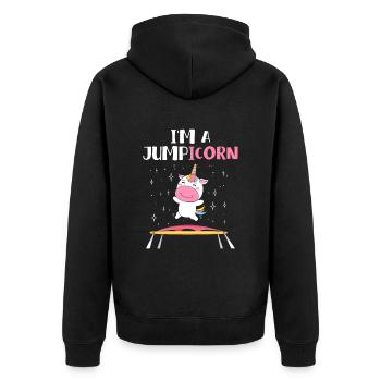 Jumpicorn Licorne Trampoline - Veste à capuche bio Premium Unisexe - noir - Dos - Nico (187cm)