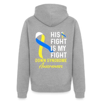 Down syndrome consciousness - Unisex Premium Organic Zip Hoodie - heather grey - Back - Nico (187cm)
