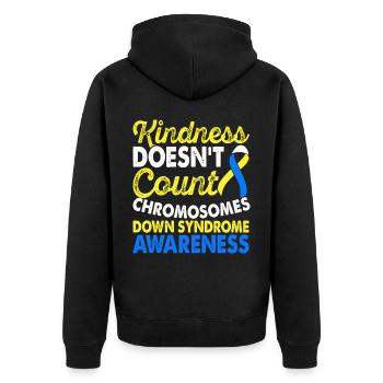 Chromosomen-down-syndrom-bewusstseinsmonat Gelbes - Unisex Premium Bio Zip Hoodie - Schwarz - Hinten - Nico (187cm)