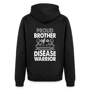 Brother of Parkinson's Disease Warrior Consciousness - Unisex Premium Organic Zip Hoodie - black - Back - Nico (187cm)