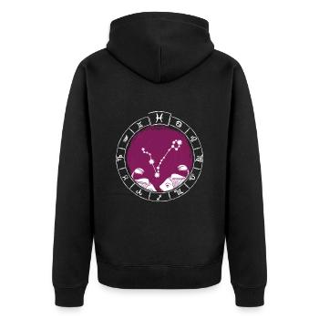 Sternzeichen Fische - Tierkreiszeichen - Geburtsta - Unisex Premium Bio Zip Hoodie - Schwarz - Hinten - Nico (187cm)