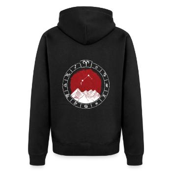 Sternzeichen Widder - Tierkreiszeichen - Geburtsta - Unisex Premium Bio Zip Hoodie - Schwarz - Hinten - Nico (187cm)