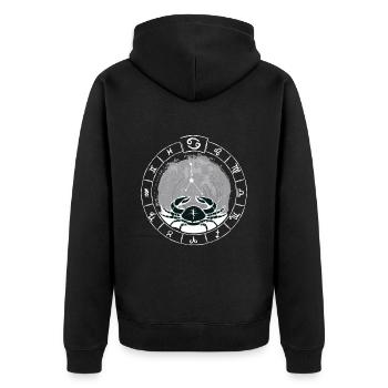 Sternzeichen Krebs - Tierkreiszeichen - Geburtstag - Unisex Premium Bio Zip Hoodie - Schwarz - Hinten - Nico (187cm)