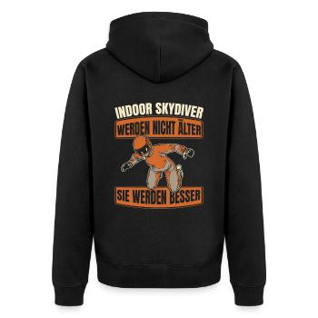 Indoor Skydiving Witzig - Unisex Premium Bio Zip Hoodie - Schwarz - Hinten - Nico (187cm)