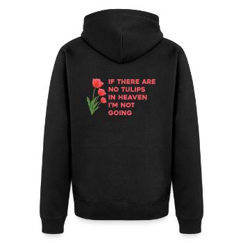 Tulpen Lustig Tulpen - Unisex Premium Bio Zip Hoodie - Schwarz - Hinten - Nico (187cm)