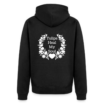 Tulpen Tulpen - Unisex Premium Bio Zip Hoodie - Schwarz - Hinten - Nico (187cm)
