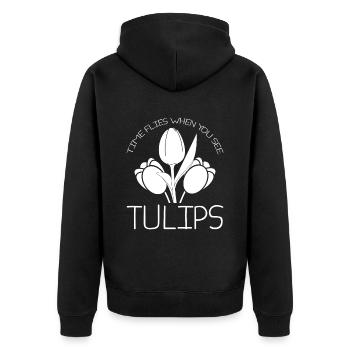 Tulpen Tulpen - Unisex Premium Bio Zip Hoodie - Schwarz - Hinten - Nico (187cm)