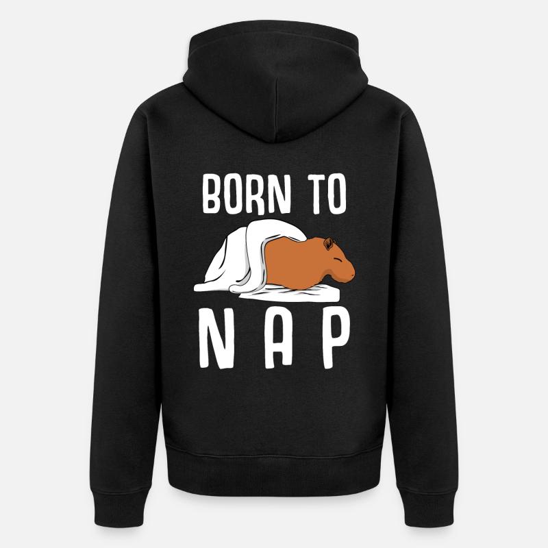Chemise de sommeil Fatigué Capybara - Veste à capuche bio Premium Unisexe - noir