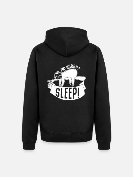 Sleeping Sleep Shirt Tired Sloth - Unisex Premium Organic Zip Hoodie - black