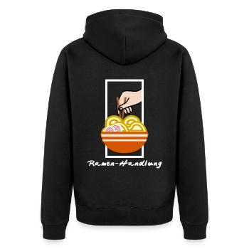 Ramen Nudelsuppe Anime Nudeln - Unisex Premium Bio Zip Hoodie - Schwarz - Hinten - Nico (187cm)