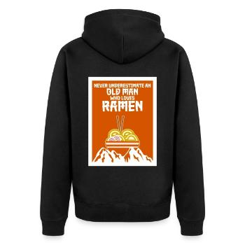 ramen noodles mountains noodle soup - Unisex Premium Organic Zip Hoodie - black - Back - Nico (187cm)