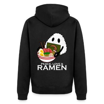 Nouilles ramen et soupe de nouilles de riz - Veste à capuche bio Premium Unisexe - noir - Dos - Nico (187cm)