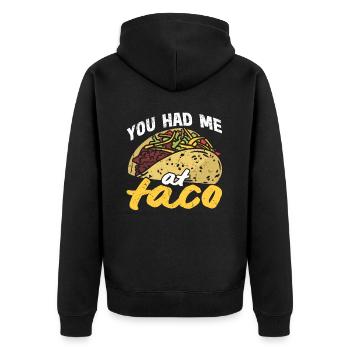 Taco Somberero Mexikanisch Mexiko Latino - Unisex Premium Bio Zip Hoodie - Schwarz - Hinten - Nico (187cm)