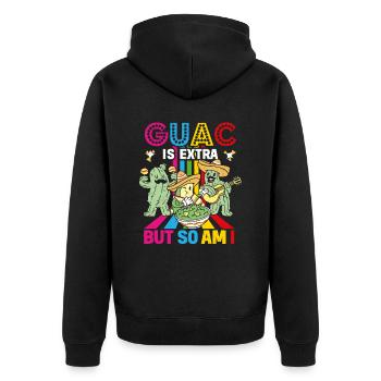 Avocado Guacamole Mexikanisch Mexiko Latino - Unisex Premium Bio Zip Hoodie - Schwarz - Hinten - Nico (187cm)