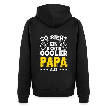 Papa Papa Geburtstag Papa Sprüche Bester Papa - Unisex Premium Bio Zip Hoodie - Schwarz - Hinten - Nico (187cm)