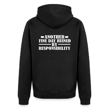 Schwarzer Humor - Unisex Premium Bio Zip Hoodie - Schwarz - Hinten - Nico (187cm)