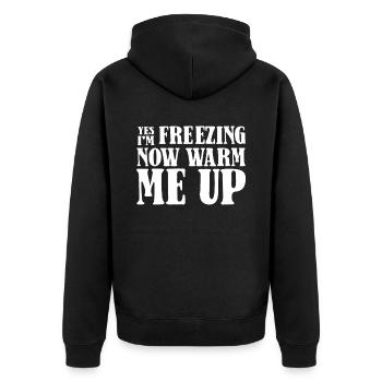 Black Humor Yes Im Freezing - Unisex Premium Organic Zip Hoodie - black - Back - Nico (187cm)