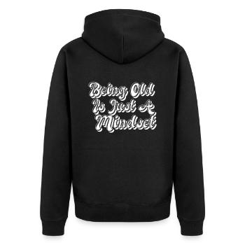 Schwarzer Humor Alt - Unisex Premium Bio Zip Hoodie - Schwarz - Hinten - Nico (187cm)