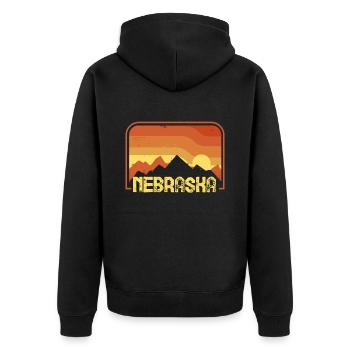 Nebraska - Unisex Premium Bio Zip Hoodie - Schwarz - Hinten - Nico (187cm)