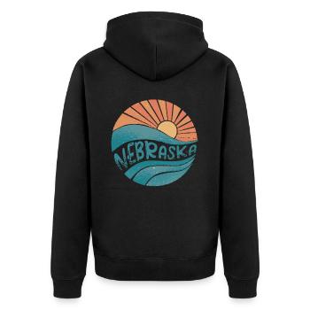 Nebraska - Unisex Premium Bio Zip Hoodie - Schwarz - Hinten - Nico (187cm)