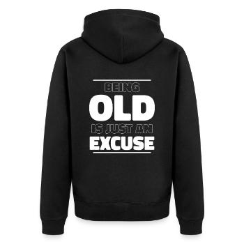 Schwarzer Humor Witzig - Unisex Premium Bio Zip Hoodie - Schwarz - Hinten - Nico (187cm)