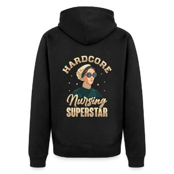 Krankenschwester Florence Nightingale Medizinische - Unisex Premium Bio Zip Hoodie - Schwarz - Hinten - Nico (187cm)