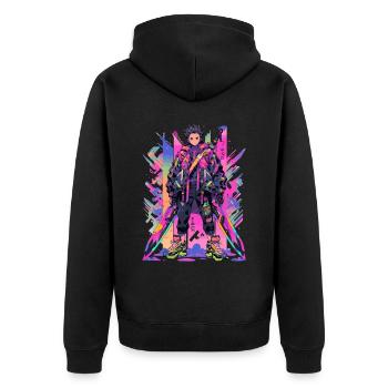 Shibuya: Cool Anime Boy avec épée japonaise - Veste à capuche bio Premium Unisexe - noir - Dos - Nico (187cm)